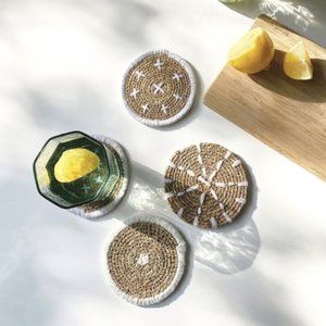 Bloomingville Woven Seagrass Coasters, Set of 4